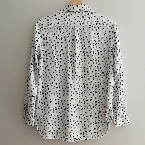 Maje Chacha Letter Print Silk Viscose Button Up Blouse Twee Maje 1 or Small - Picture 3 of 16